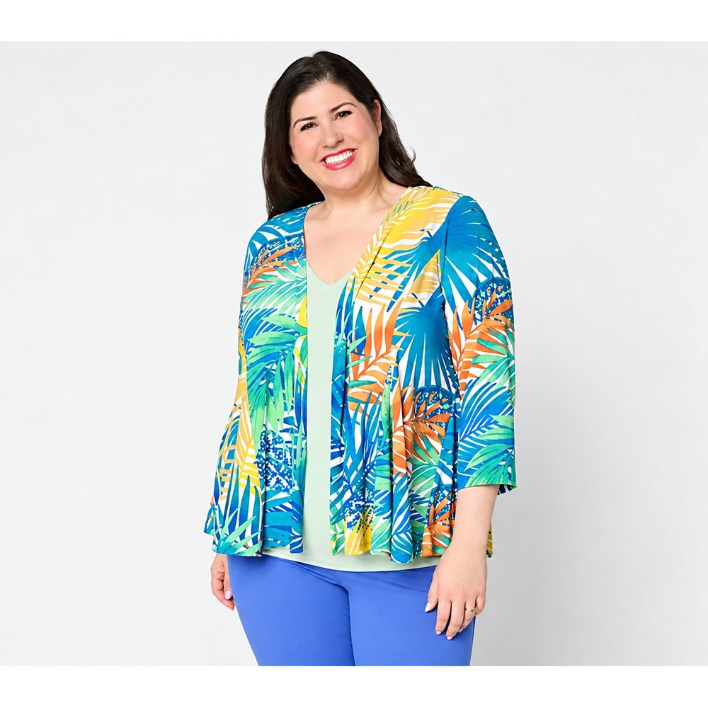 Attitudes by Renee Printed Como Jersey Topper Sunset Paradise, 2X